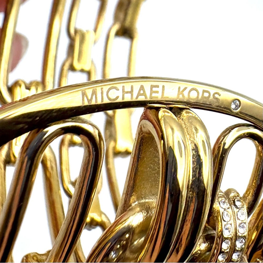 Michael Kors Iconic Links Pavé Gold Plated Cuff Bracelet - Picture 5 of 6